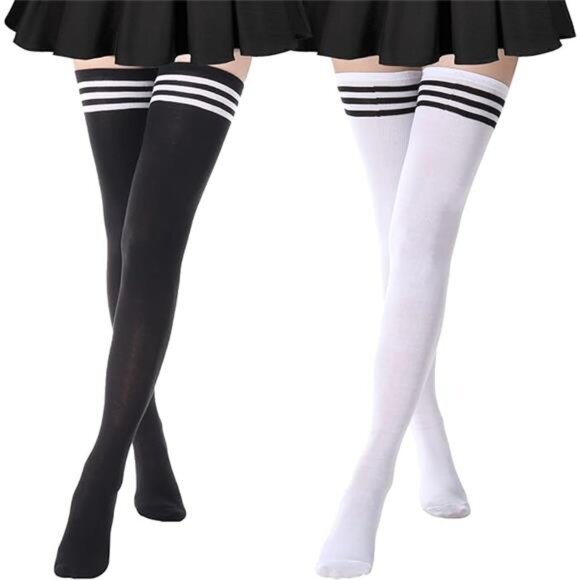 Extra Long High Thigh Socks Striped Over Knee Thin Tights Long Stocking - Picture 8 of 8